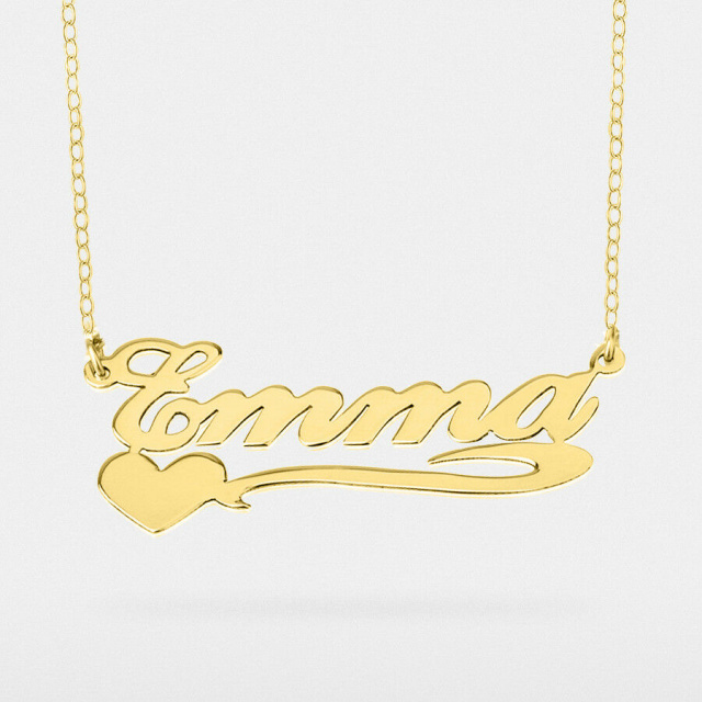 14K Gold Overlay Name Necklace- Single Plate, Style 19